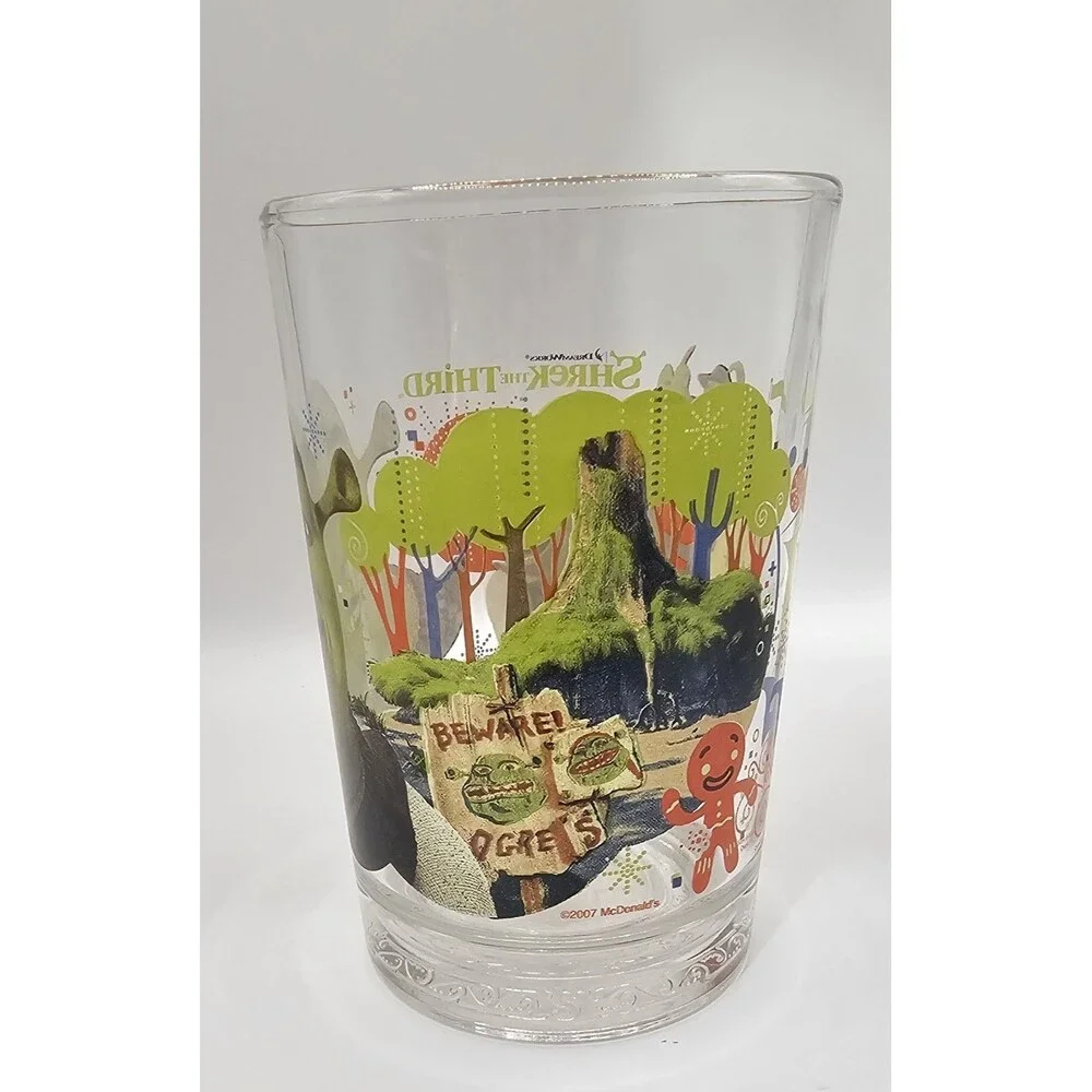 2007 McDonald's Shrek The Third collector glass featuring the character Shrek